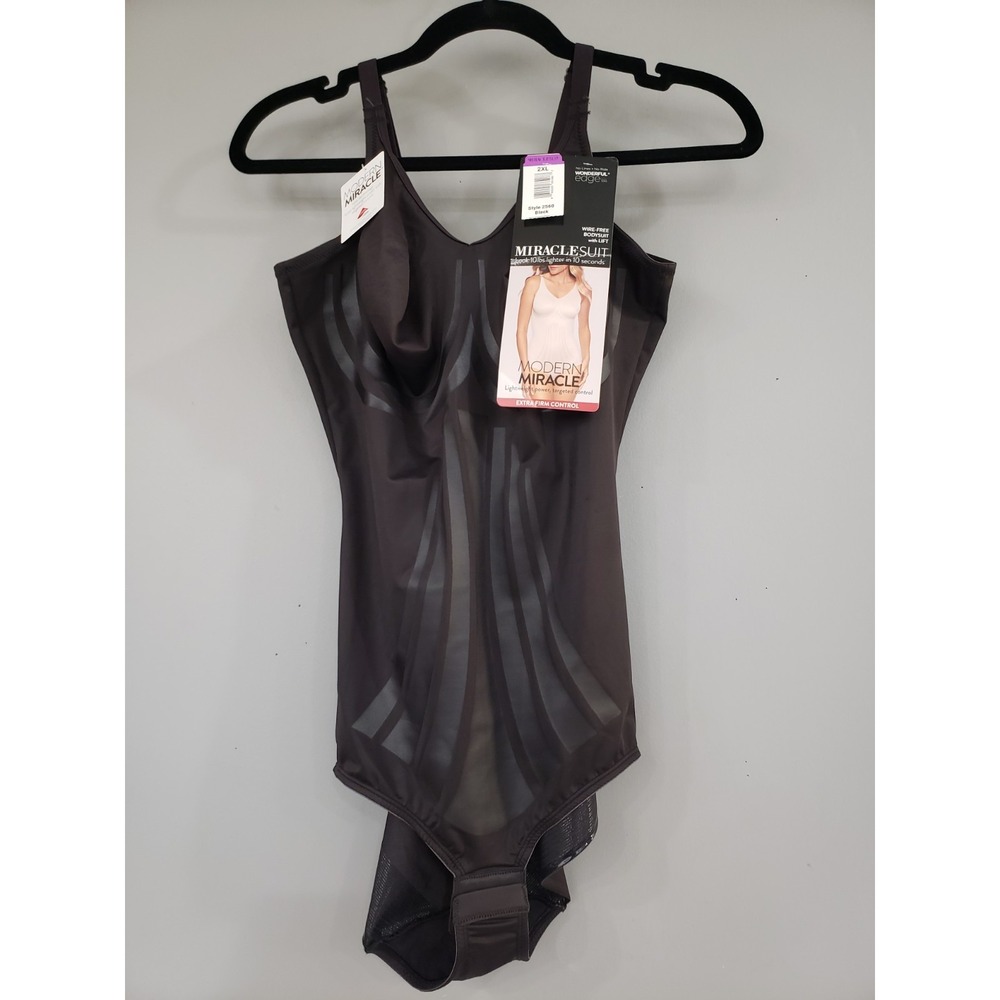 NEW SIZE 2XL BLACK Miraclesuit Modern Miracle LYCRA FitSense Bodysuit - 2560‎